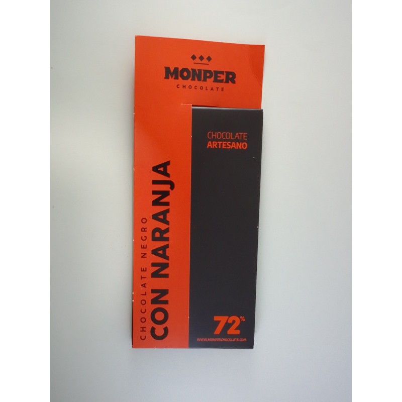 Chocolate Monper Negro 72%  con Naranja
