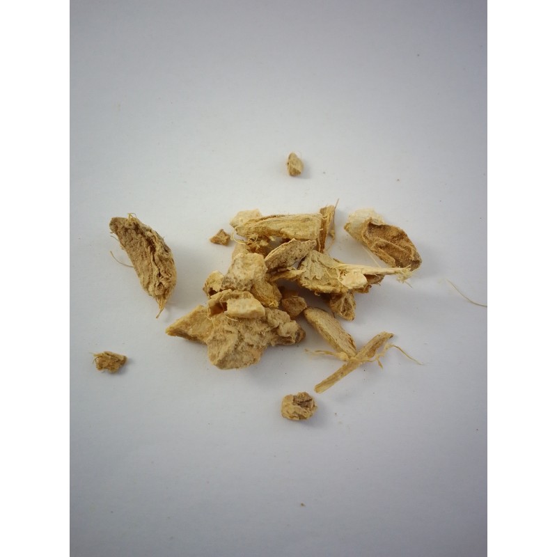 Jengibre raíz cortada