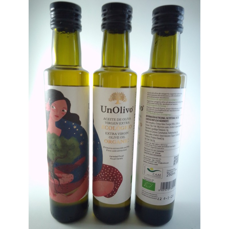 ACEITE OLIVA VIRGEN EXTRA ECO Jaén. Dorica 250 ml. Primera extracción en frío. Variedad Picual.