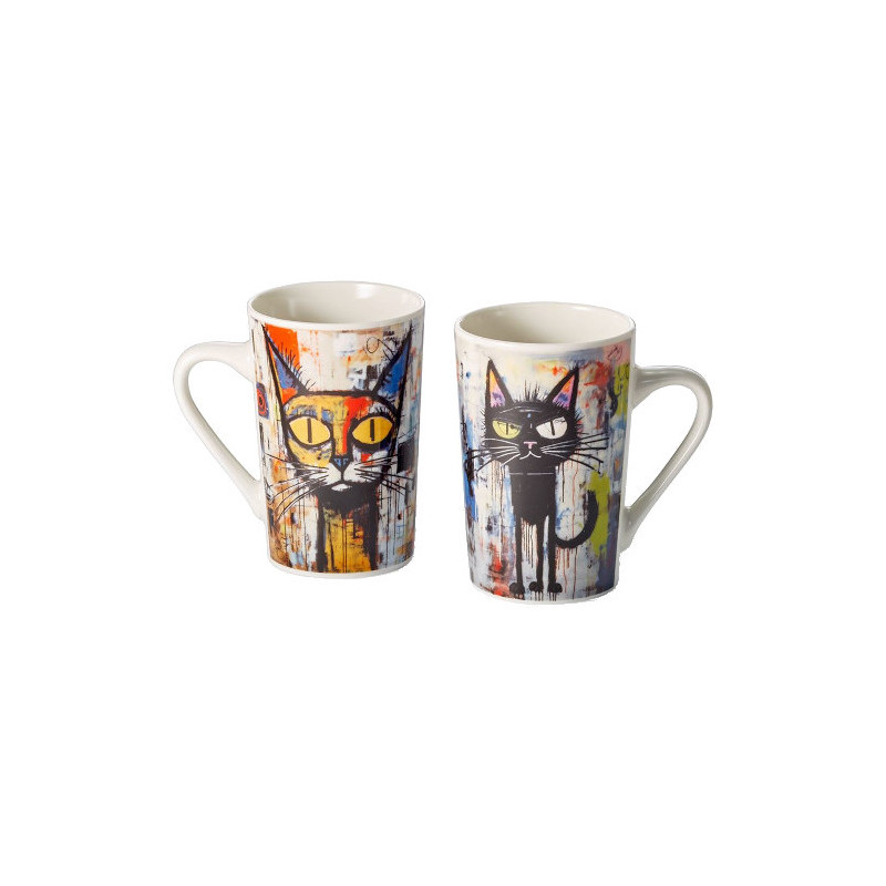 Taza porcelana fina 0,35 l. Gato color